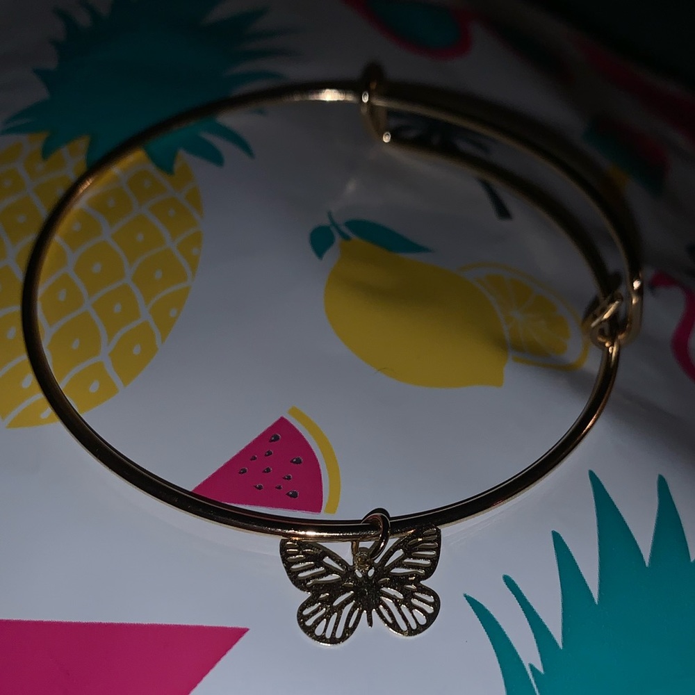 3 for $30 Gold Fashion Bangle bracelet Butterfly Charm - Picture 2 of 2
